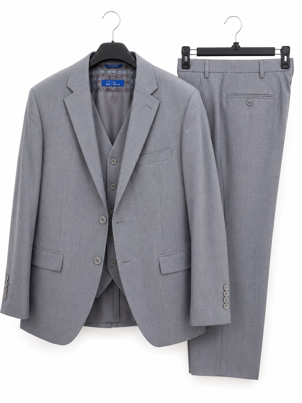 Men’s Gray 3-Piece Tuxedo Suit Set | Jacket, Vest & Pants | Wedding Prom Formal